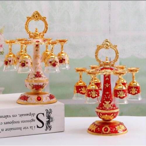 6cups /set metal wine cups bar accessories bottle dispenser whiskey bottle liquor cups for moonshine gift set for wen JB008