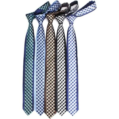6cm New Fashion Plaid Pattern Polyester Ties For Men Wedding Suit Gravata Black Neck Tie Cravat Necktie Party Business Slim Tie