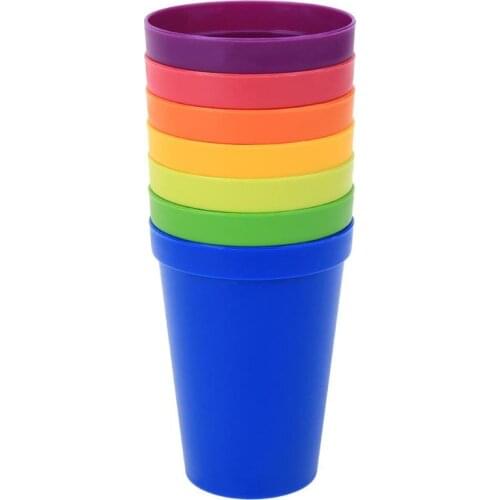 7Pcs/lot 7 Color Portable Rainbow Suit Cup Picnic Tourism Plastic Coffee Tea Cup Household Cups