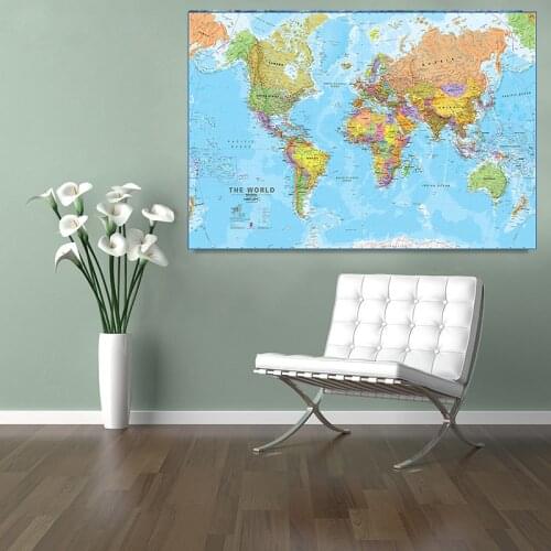 60x90cm The World Political Map Revised 2009 Maps International Office/School Wall Decor Canvas Painting