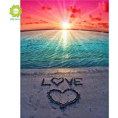 Old Street Home Natural Fresh Sunshine DIY Diamond painting cross stitch kits Diamond embroidery mosaic painting beach Landscape