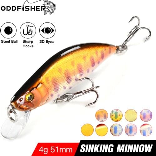 Minnow Lure Sinking Wobblers For Pike Steam Fishing Hard Bait Crankbait Perch Trout Bass Jerkbait Swimbait Swim 51mm 4g