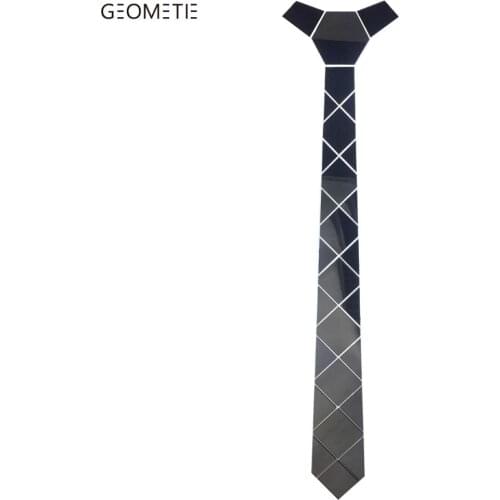 Shiny Black Necktie Vintage Style Fashion Acrylic Mirror Neck Tie Metallic Bling Ties All Match Fashion Accessory Gift Box