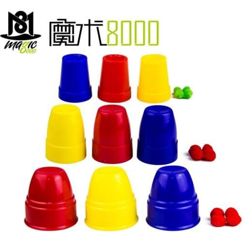 Big Professional Aluminum Three Cups and Balls With Chop Cup Magic Tricks Magician Close Up Illusion Gimmick Props Fun Toy