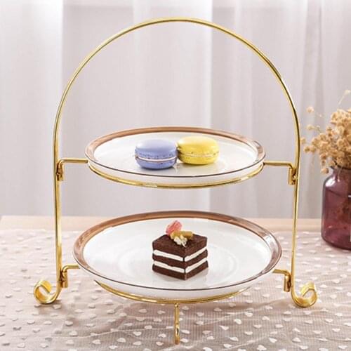 Cupcake Dessert Stand European Style 2 Tier Pastry Cupcake Fruit Plate Serving Tray Dessert Holder Wedding Party Home Decoration