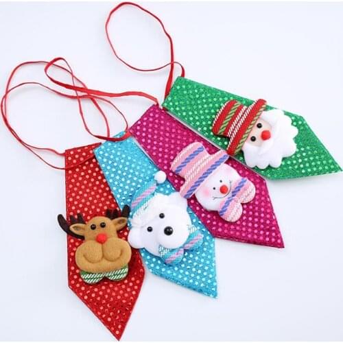 Ricnais Cartoon Child Solid Cotton Christmas Tie for Children Boys Girls Students Kid Stage Performance Photograph Festival Neck