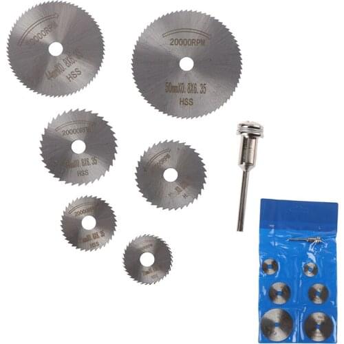 Hot slae 7Pcs/Lot Cutting Discs Mandrel HSS Rotary Circular Saw Blades Tool Cutoff Set Hot