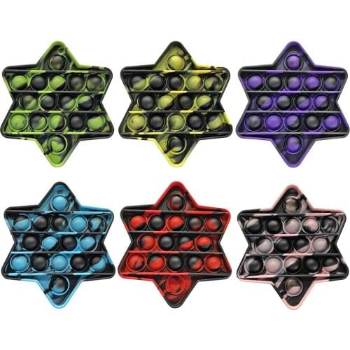 Silicone Tie-Dye Hexagonal Star Push Bubble Sensory Squeezing Toy Anti-stress Relaxing Fidget Toys Stress Relieve Autism Need#20