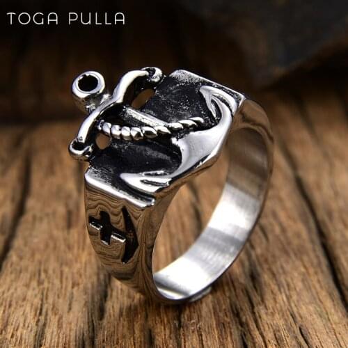 Classic Punk Rock Anchor Ring Men Boys 316L Stainless Steel Motor Biker Rings Cool Male Heavy Metal Hip Hop Ring Jewelry