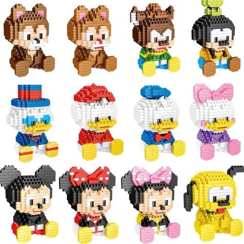 LZ Diamond Building Blocks Chip&Dale Pluto Donald Duck Mickey Mouse Ideas Mini Bricks Figures Toys For Children Gifts