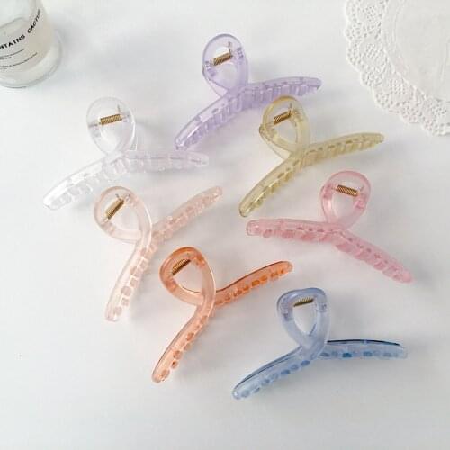 Korea ins girl hair clip elegant simple grab clip cross jelly hair grab clip medium wash clip hairpins for hair womenHair Claws
