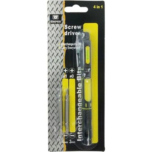 Multifunctional 4 in 1 Alloy Slotted/Phillips Screwdrivers Pen Style Precision Dual Interchangeable Repair Tool Kit