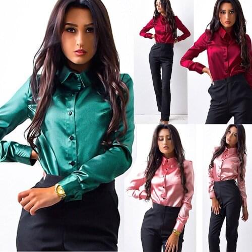 MUQGEW Womens Satin Shirts