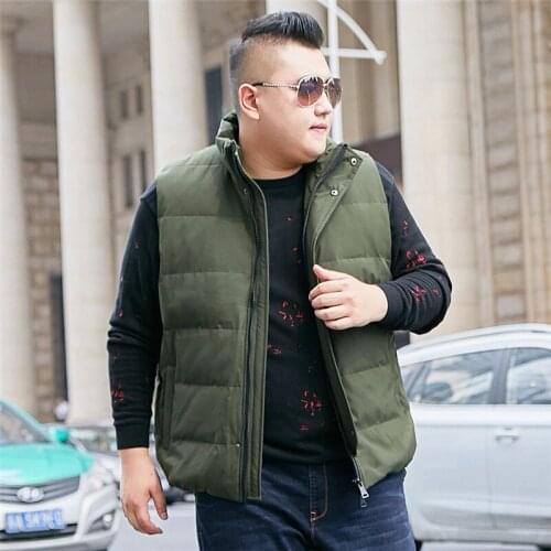 Army Green Vest 2019 New Mens Winter Stand Collar Mens Large Size Loose Sleeveless Casual Thick Vest More Size XL-9XL 10XL