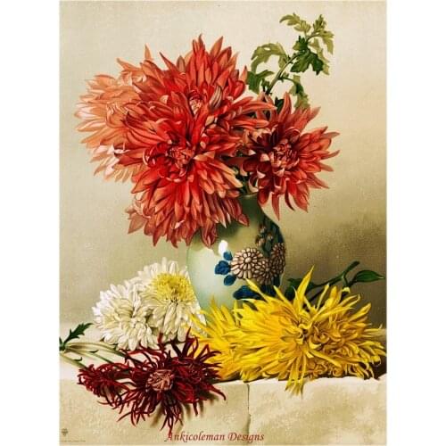 Needlework for embroidery by Ankicoleman DIY DMC High Quality - Counted Cross Stitch Kits 14 ct Oil painting - Chrysanthemums