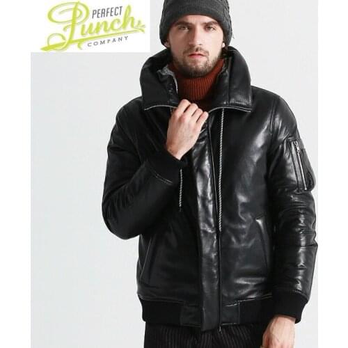 Geniune Jacket Men AYUSUE Sheepskin Leather Goose Down Coat Winter Warm Thick Outwear Parka Hombre Invierno17-H26# MF480