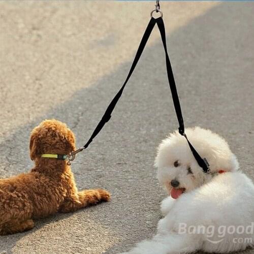 Nylon Double Double Dog Coupler Twin Lead 2 Way Two Pet Dogs Walking Leash Safety S