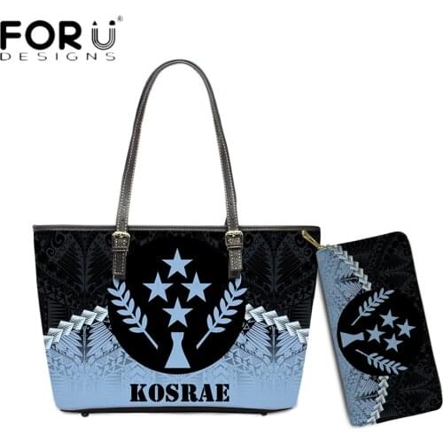 FORUDESIGNS New Trend Luxury Shoulder Bag For Women Kosrae Polynesian Tribal Pattern 3D Print Large Capacity Handbag And Purse