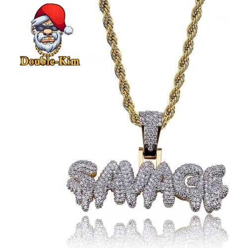 Savage Men Pendant Necklace Hiphop Rock Street Culture Titanium Stainless Steel Inlaid Zircon Chain Necklace Fashion Man Jewelry