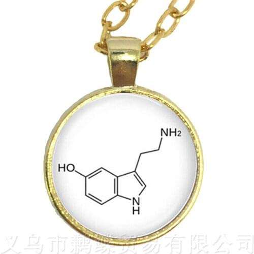 Serotonin Chemical Formula Necklace Biology Chemistry Student Pendant Jewelry Creative Gift Sweater chain