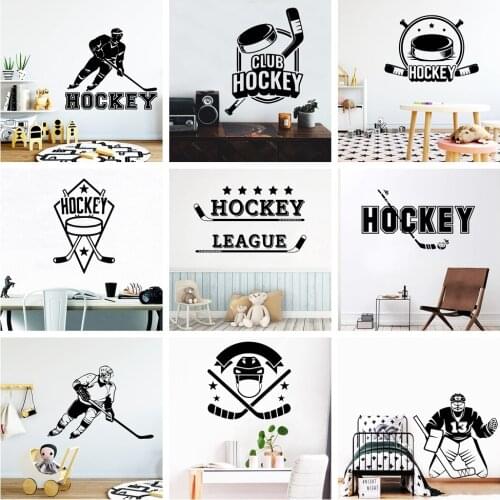 Custom Name Hockey Art Vinyl Wall Stickers For Kids Room Decoration Wallpaper Wall Decal Decor Sticker Mural pegatina hockey