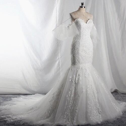 RSW1682 Real Pictures Yiaibridal Flare Sleeves Mermaid Wedding Dress 2020