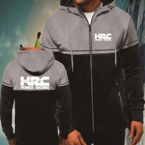 Spring Autumn Mens Zip Jacket HRC race motorcycle Car Logo printing high quality Splicing Casual trend Cotton Mens clothes