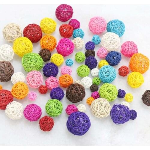 Rattan Ball Ornaments Colorful Sepak Takraw Round Shape Birthday Party Wedding Party Decorations DIY Curtain Hanging Accessories