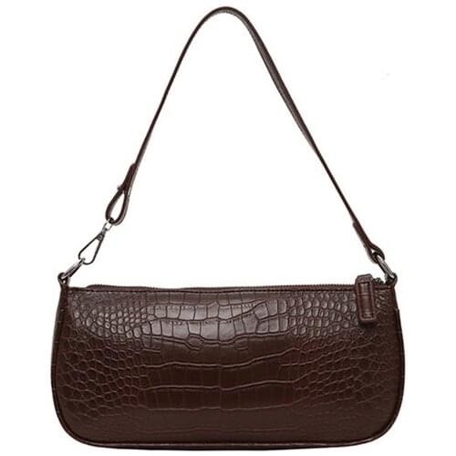 Short Strap Shoulder Bags Phone Purse Baguette Bag High Quality Pu Leather Retro Alligator Skin Pattern Female Small Handbags