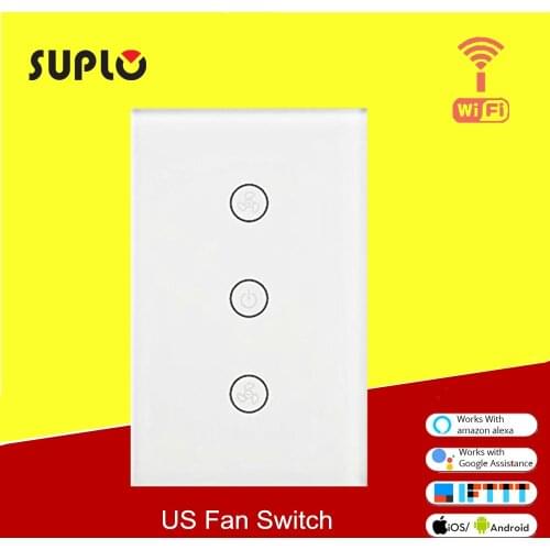 SUPLO US WiFi Smart Ceiling Fan Switch APP Remote Timer and Speed Control Compatible with Alexa and Google Home No Hub Required