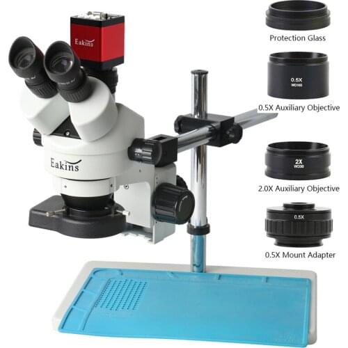 3.5X~90X Simul Focal Vertical Zoom Table Pillar Stand Trinocular Stereo Microscope 13MP Video Camera For Phone Repair Welding