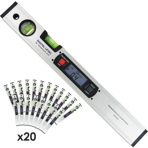 20 pieces x Level Inclinometer Angle Finder Spirit Level with Magnets 360 degree Read Upright 4 x 90 degree Quadrant lot of 20