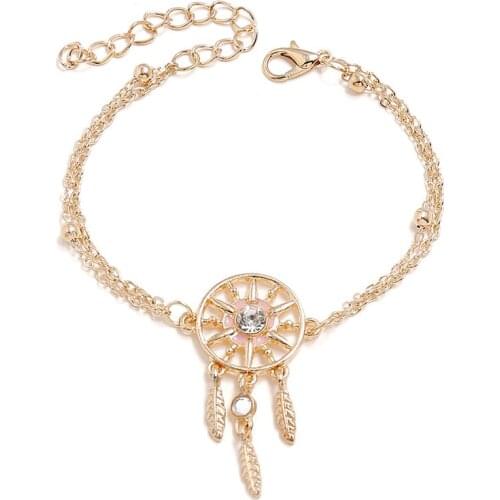 Bohemian Star Leaf Tassel Pendant Bracelet Exquisite National Style Rhinestone Bracelet Accessories Charming Womens Jewelry