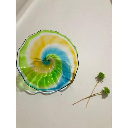 Blown Glass Wall Art Custom Made Plates Hand Blown Glass Hanging Wall Plates for Hotel Decoration