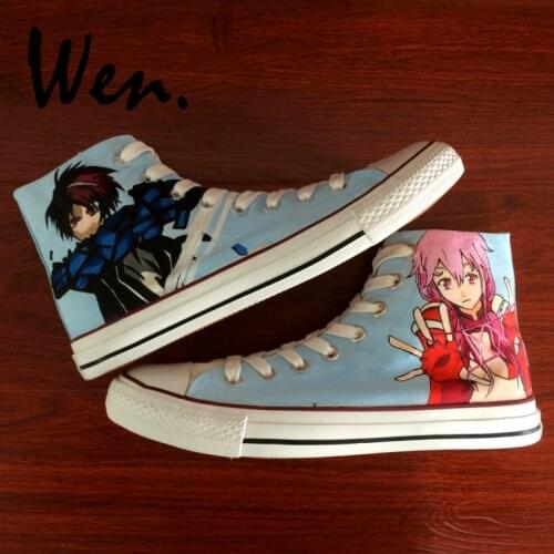 Wen High Top Sneakers Skateboard Design Hand Painted Canvas Upper Shoes Guilty Crown Animation Custom Unisex Trainers for Gifts