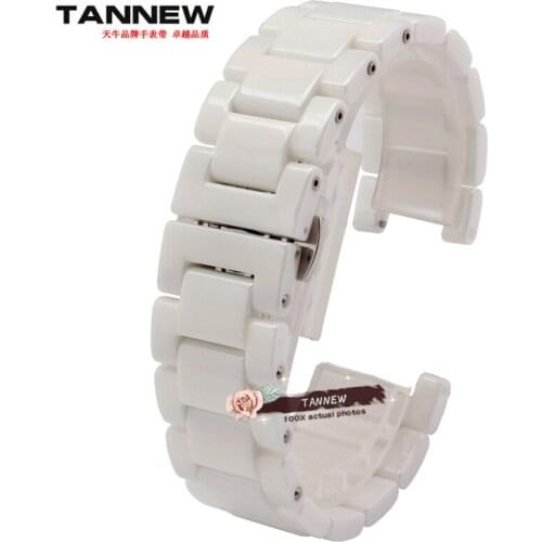 High quality Notch end ceramic watchband Bracelet 16*10mm 18*10mm 20*11mm 20*12mm recess fashion straps
