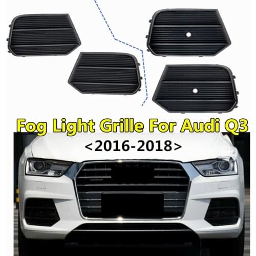 WL 2pcs Front Lower Bumper Racing Grills Radar Hole Fog Light Grille For Audi Q3 2016 2017 2018 Foglamp Frame OEM 8U0807681/682
