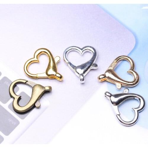 10pcs Heart Shape Lobster Clasp Key Chain Split Hooks For DIY Jewelry Making Necklace Bracelet Connector Making Bag Accessory