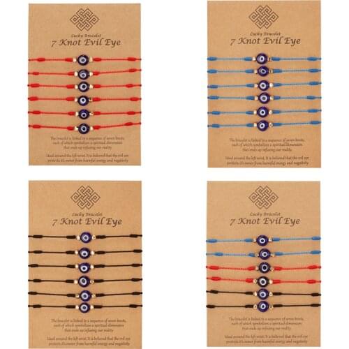 6 Pcs/set Luckly Blue Evil Eye Braided Bracelet Women Red Black Adjustable Woven Rope Chain Beaded Bracelets Girl Jewelry Gifts