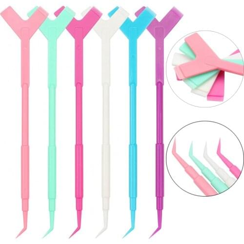 Plastic Eyelash Perm Stick Eyelash Extension Hot Glue Spoon Y Comb Shape Eyelash Brush Curler Applicator Eyelash Tools 1pcs