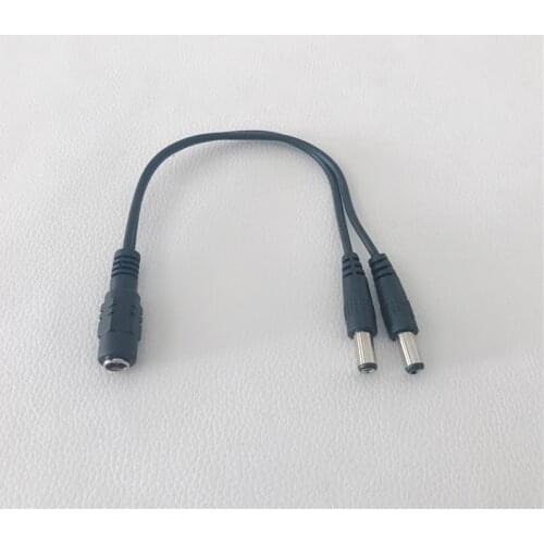 10pcs/lot 5.5mm x 2.1mm DC 1 Female to 2 Male 2 Way Y Splitter Power Cable Cord for CCTV Camera Security