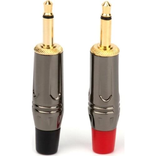 2pcs 3.5mm Jack 1/8" 2 Pole 3.5 Mono Plug DIY Audio Cables 3.5 mm AUX Connector Gold Plated Headphone Plug Solder With Clamp