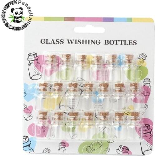 20pcs Clear Glass Jar Wishing Bottles Vials with Cork Stopper Bead Containers 22x15mm 16x22mm