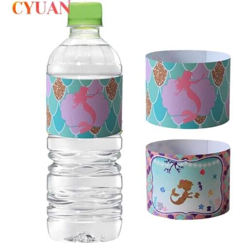 24pcs Mermaid Party Decorations Water Bottle Sticker Labels for Baby Shower Mermaid Theme Kids Birthday Party Supplies