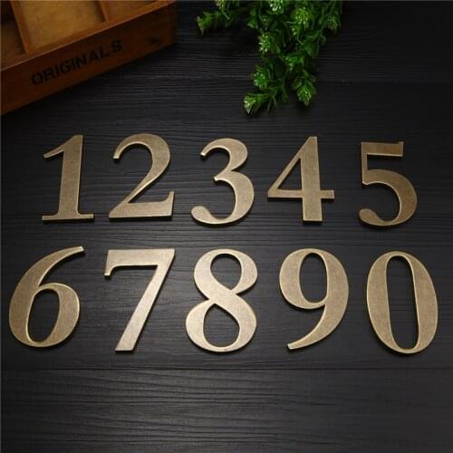 3D Metal Digits Number Plate Plaque Sign Sticker With Self-adhesive Door Waterproof Imitation Copper House Number Door Address