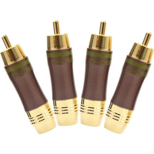 4pcs Hifi audio Choseal Gold Plated plug Hi-End Audio interconnect cable RCA plug Jack for single wire