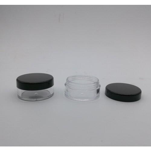 50pcs/lot 10g cosmetic jar with black cap, plastic cream travel container for cosmetic packaging
