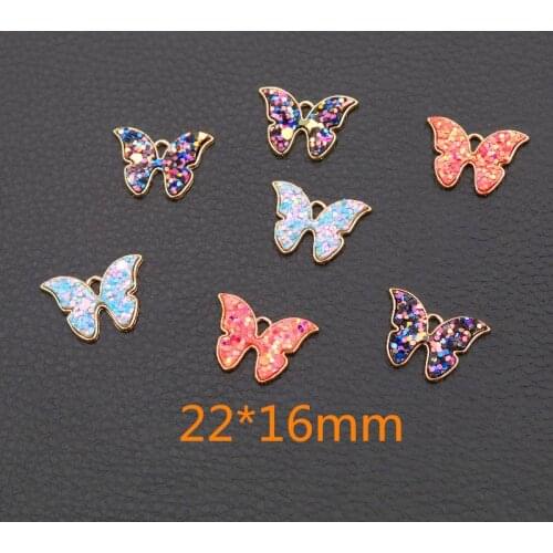 6pcs Color Sequin Charm Butterfly Pendants Popular Necklace Earrings DIY Jewelry Accessories For Womens Handicraft Making