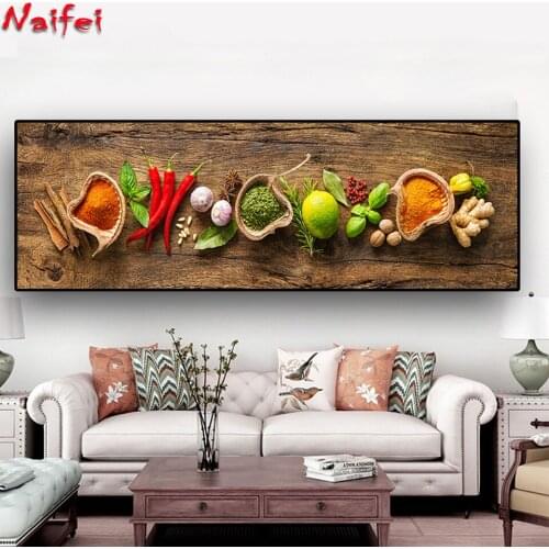 Diamond Painting Cross Stitch Grains Spices Spoon Peppers Kitchen 5D Diamond Embroidery Diy Square/Round Drill Mosaic Large Size