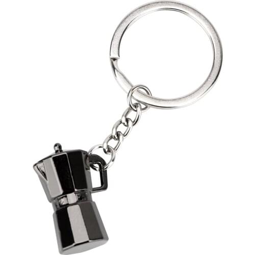 Car-styling Car Keyring Moka Pot Shape Keychain Metal Key Rings Key Chain Creative Gift Auto Accessories